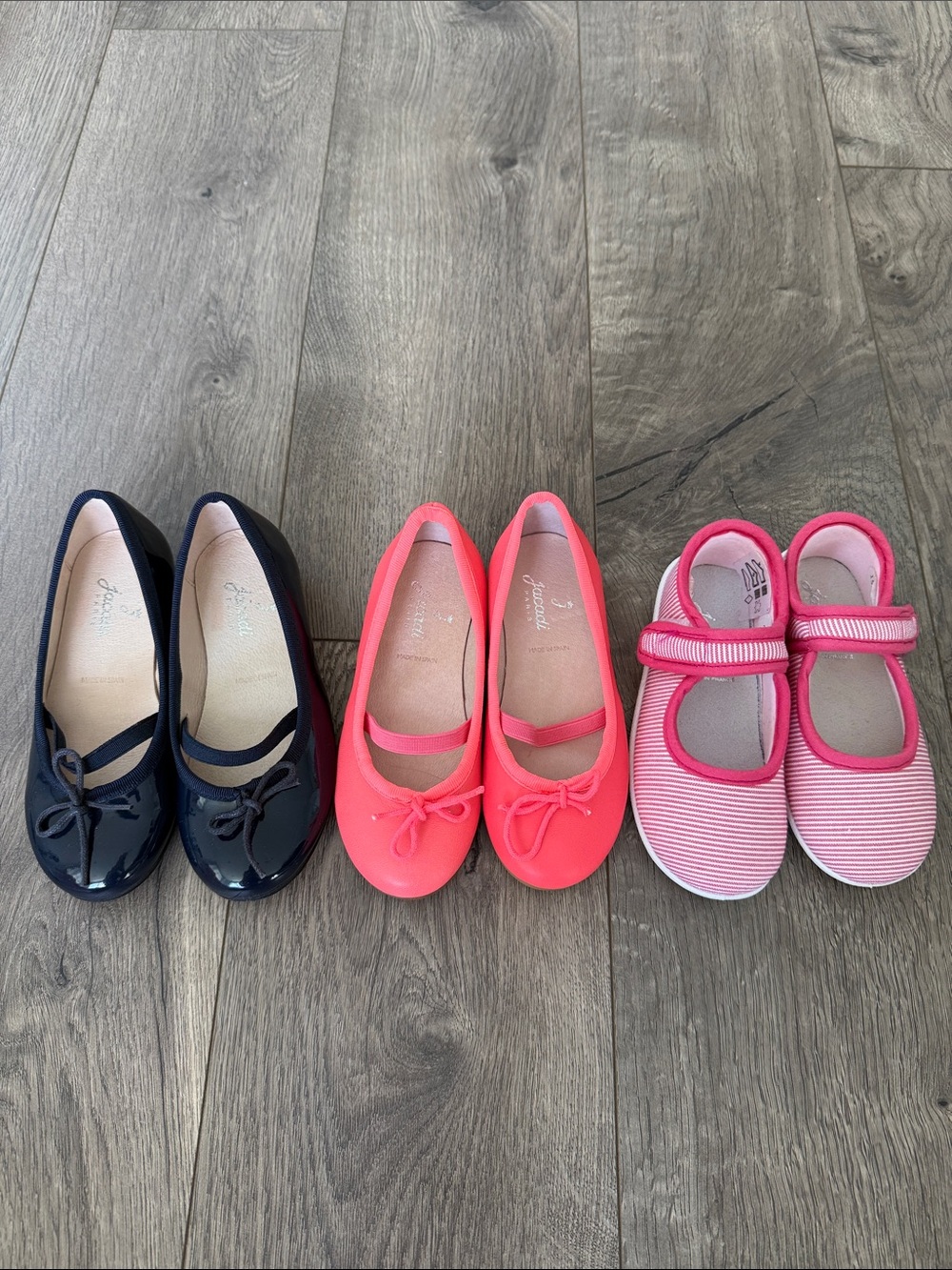 Jacadi Ballerinas Sneaker Girl Shoes 3 Pairs Size 24 & 25